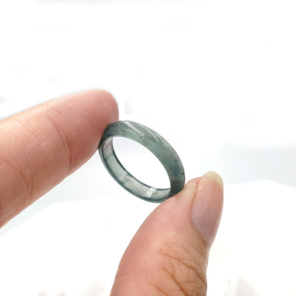 Yingmart 15-18mm Vip Icy Blue Thin Ring, 100% Natural Green Jade Ring, Real Gemstone Ring, Vintage Jewelry