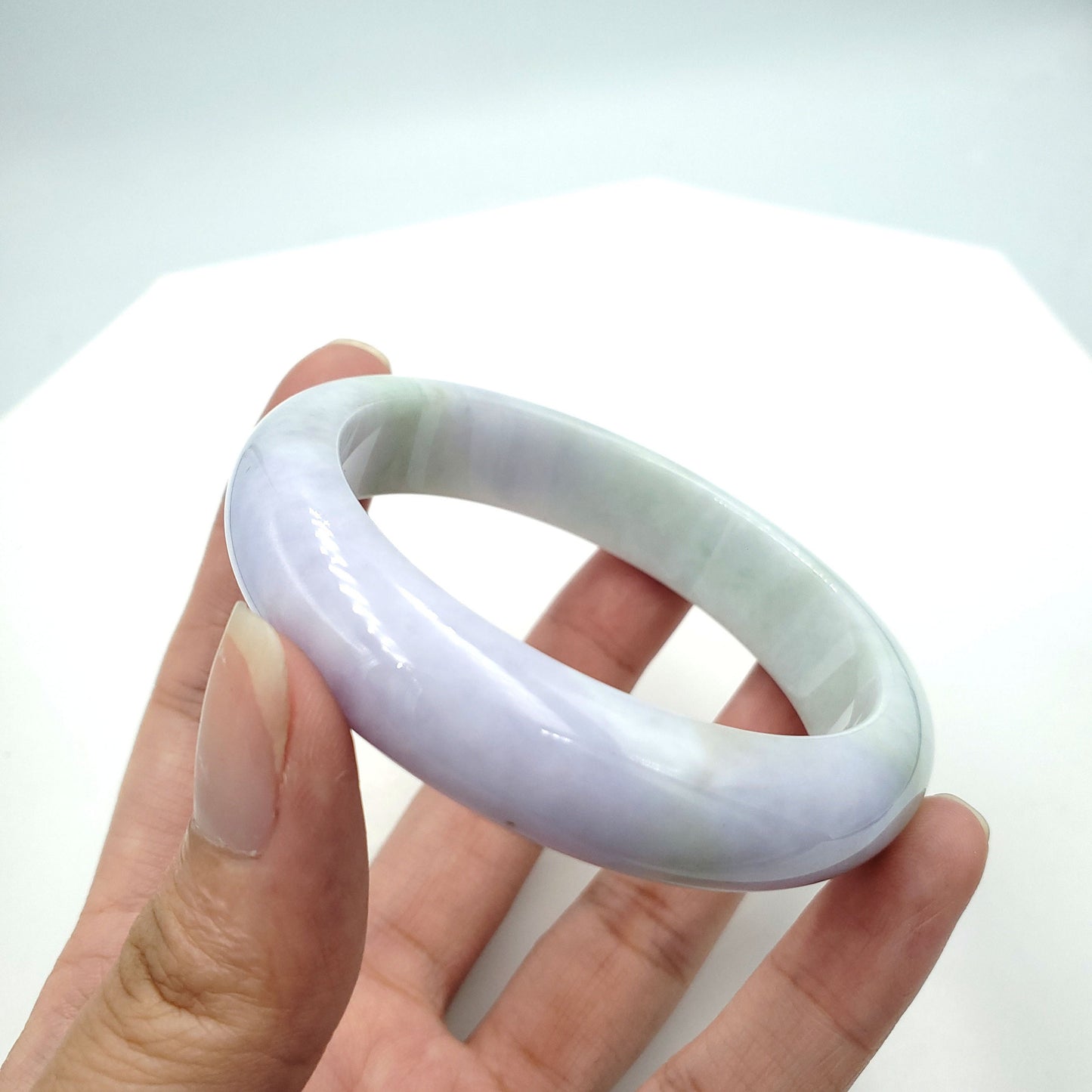 Yingmart 54mm Light Green, Light Purple  jadeite Bracelet Bangle Natural Jade A, Vintage Jewelry, natural jade