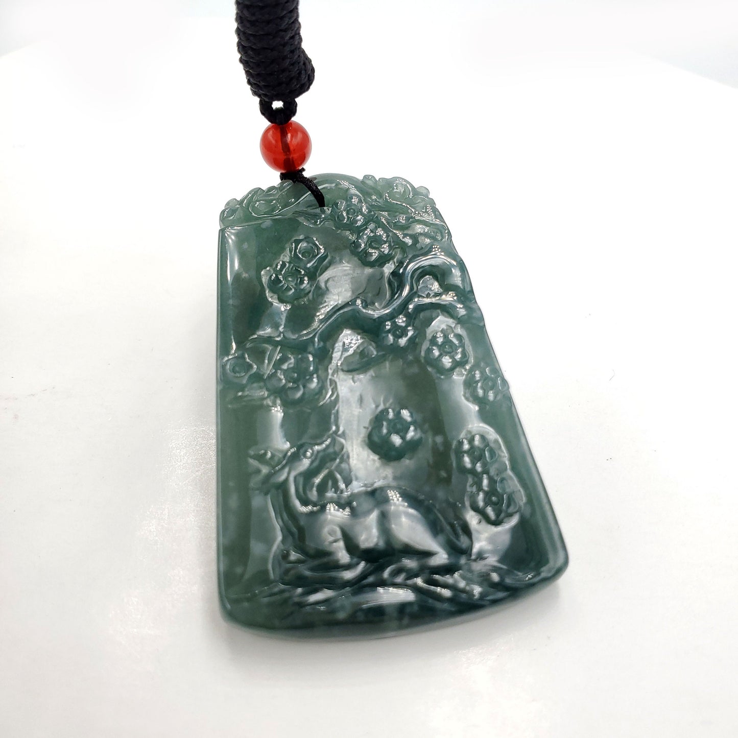 Yingmart Dark Blue natural Jade stone Charm Carved Pendant Necklace,  Jade Keychain,Good Luck Keychain, Protection, Good Fortune Keychain