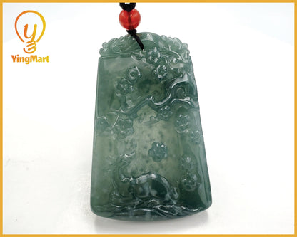 Yingmart Dark Blue natural Jade stone Charm Carved Pendant Necklace,  Jade Keychain,Good Luck Keychain, Protection, Good Fortune Keychain