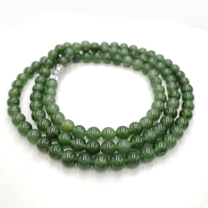 Yingmart  Natural Nephrite Jade stone bracelet necklace , Untreated Black bead bracelet, Vintage Jewelry