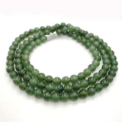 Yingmart  Natural Nephrite Jade stone bracelet necklace , Untreated Black bead bracelet, Vintage Jewelry