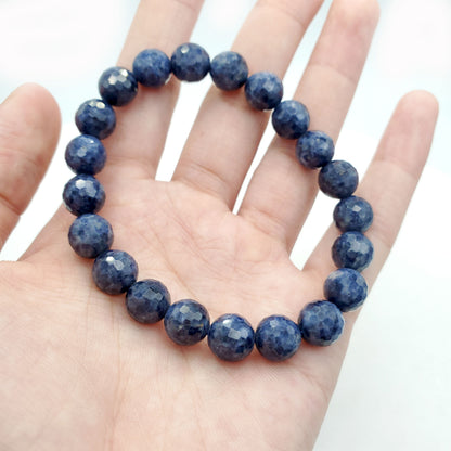 Yingmart BRSB09 Faceted Blue Sapphire beads Bracelet, Sapphire Jewelry, gemstone bracelet, Beaded Bracelet, Blue Bracelet, Gift for Her