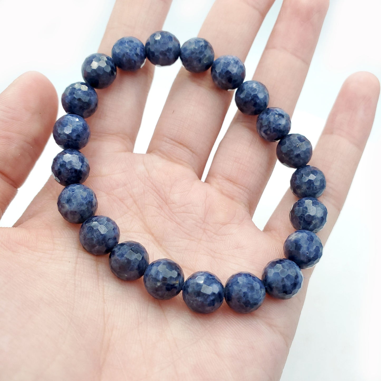 Yingmart BRSB09 Faceted Blue Sapphire beads Bracelet, Sapphire Jewelry, gemstone bracelet, Beaded Bracelet, Blue Bracelet, Gift for Her