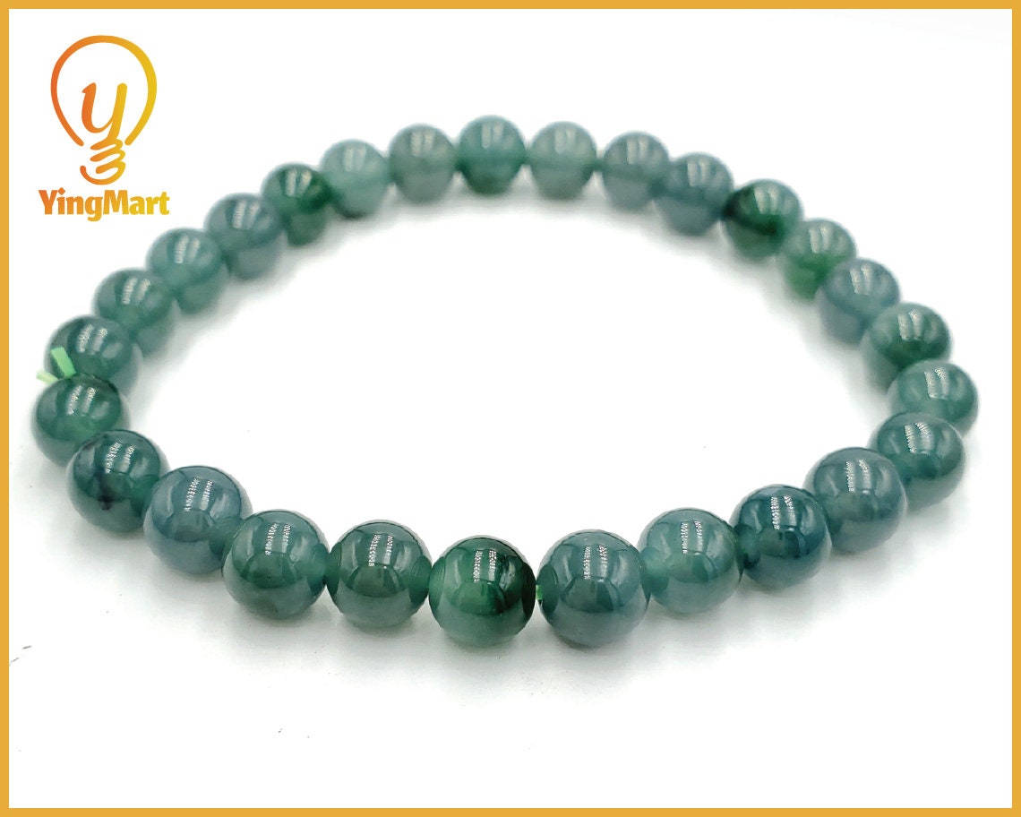 Yingmart BRJB07 Dark Green Guatamela Natural Jadeite Jade Bracelet 7 mm, Vintage Jewelry, natural jade, Natural Gemstone, gift for her