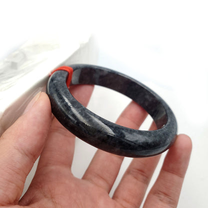 Yingmart   54mm Genuine Black Floating White Spot Myanmar Jade A Jadeite Jade Bangle, Real Gemstone Bangle, Vintage Jewelry, natural jade