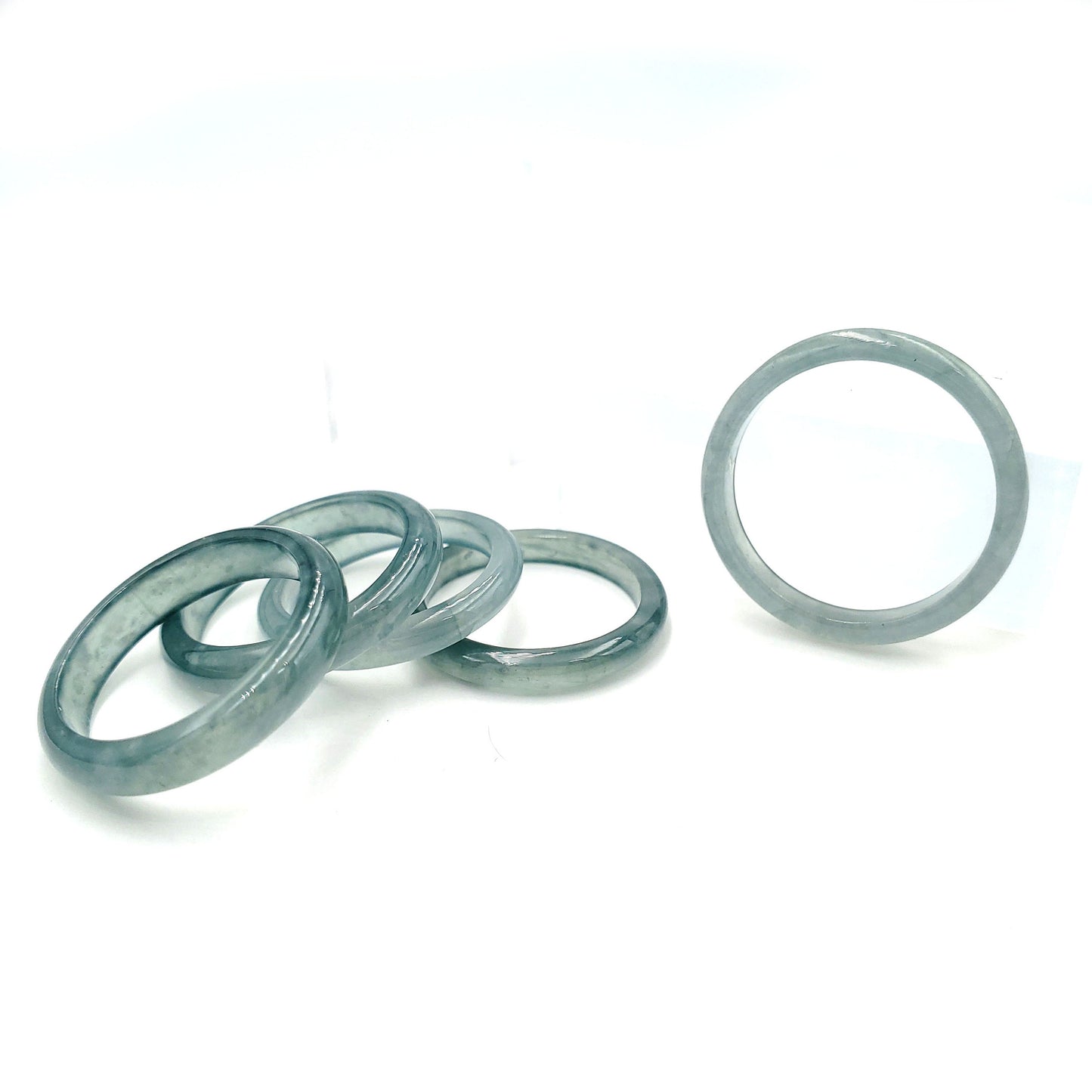 Yingmart 15-18mm Vip Icy Blue Thin Ring, 100% Natural Green Jade Ring, Real Gemstone Ring, Vintage Jewelry
