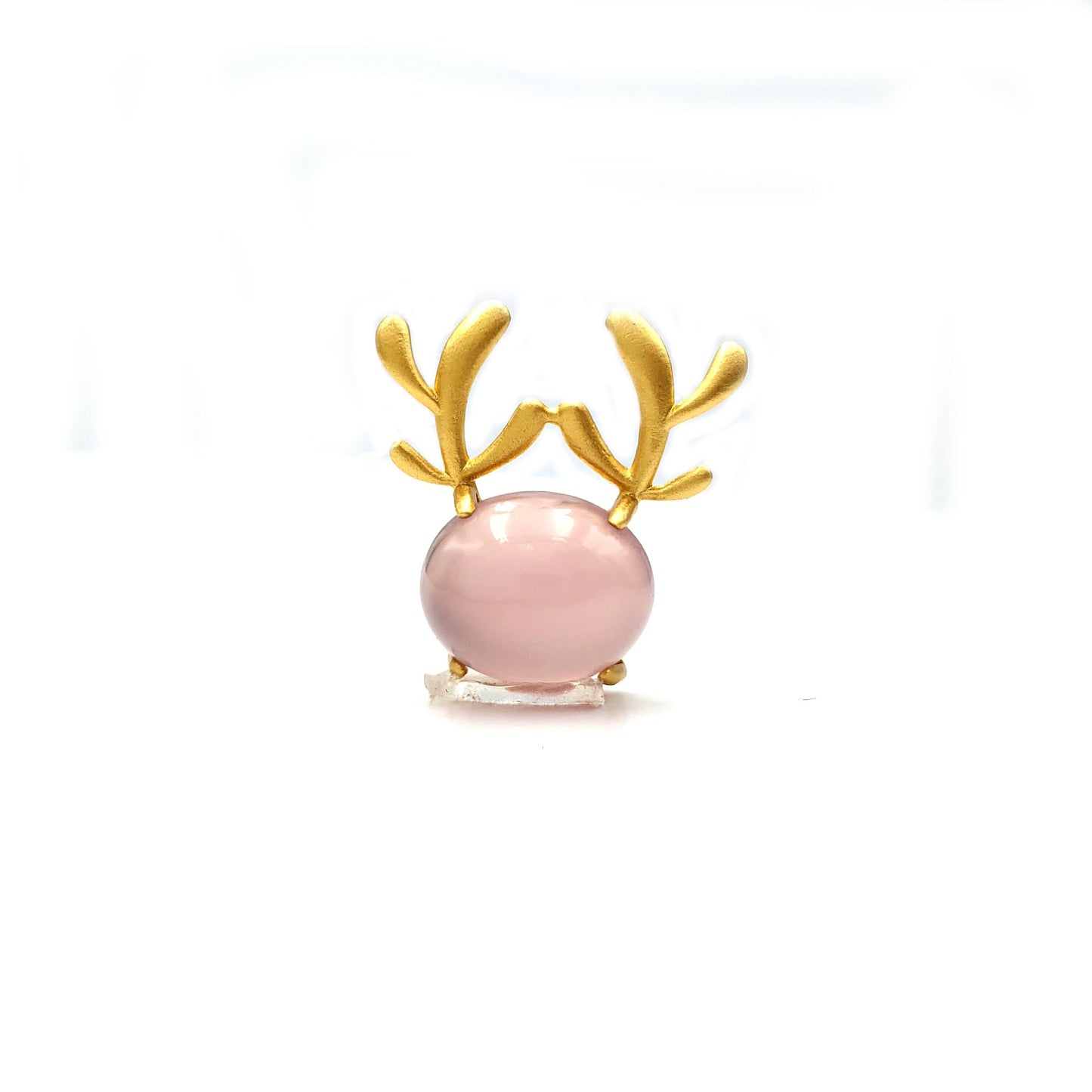 Genuine Pink Chalcedony pendant Shape  Reindeer Real Gemstone pendant, Vintage Jewelry, Gift For Her