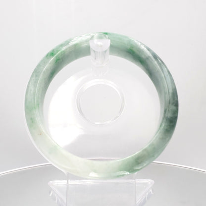 Yingmart 59mm Genuine Burmese Jade A Light Green with Green spot Jaideite Bangle Bracelet,jade jewelry, Real Gemstone, Accessories