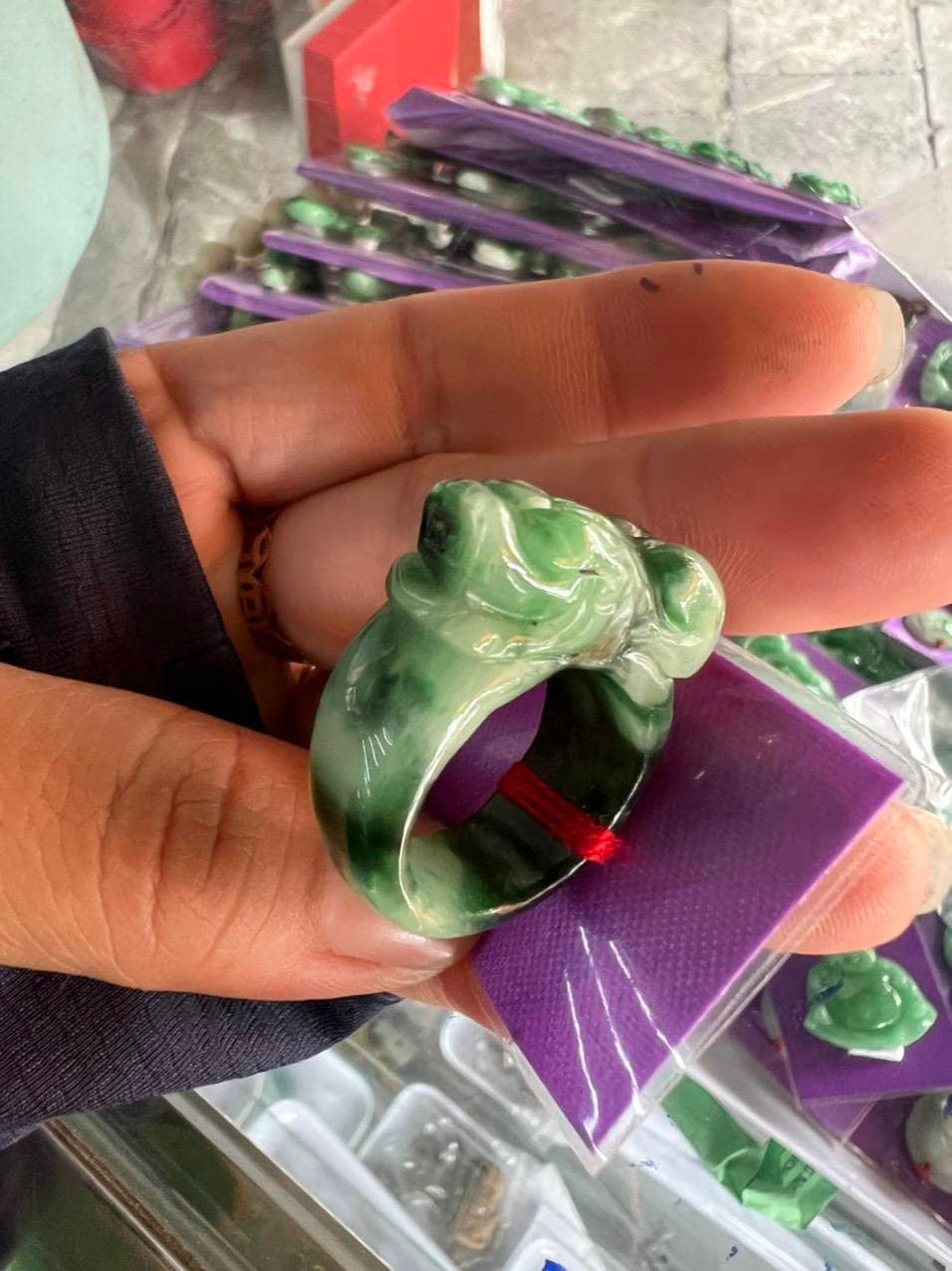Yingmart 100% Natural Green Men Jade Ring, Real Gemstone Ring, Vintage Jewelry