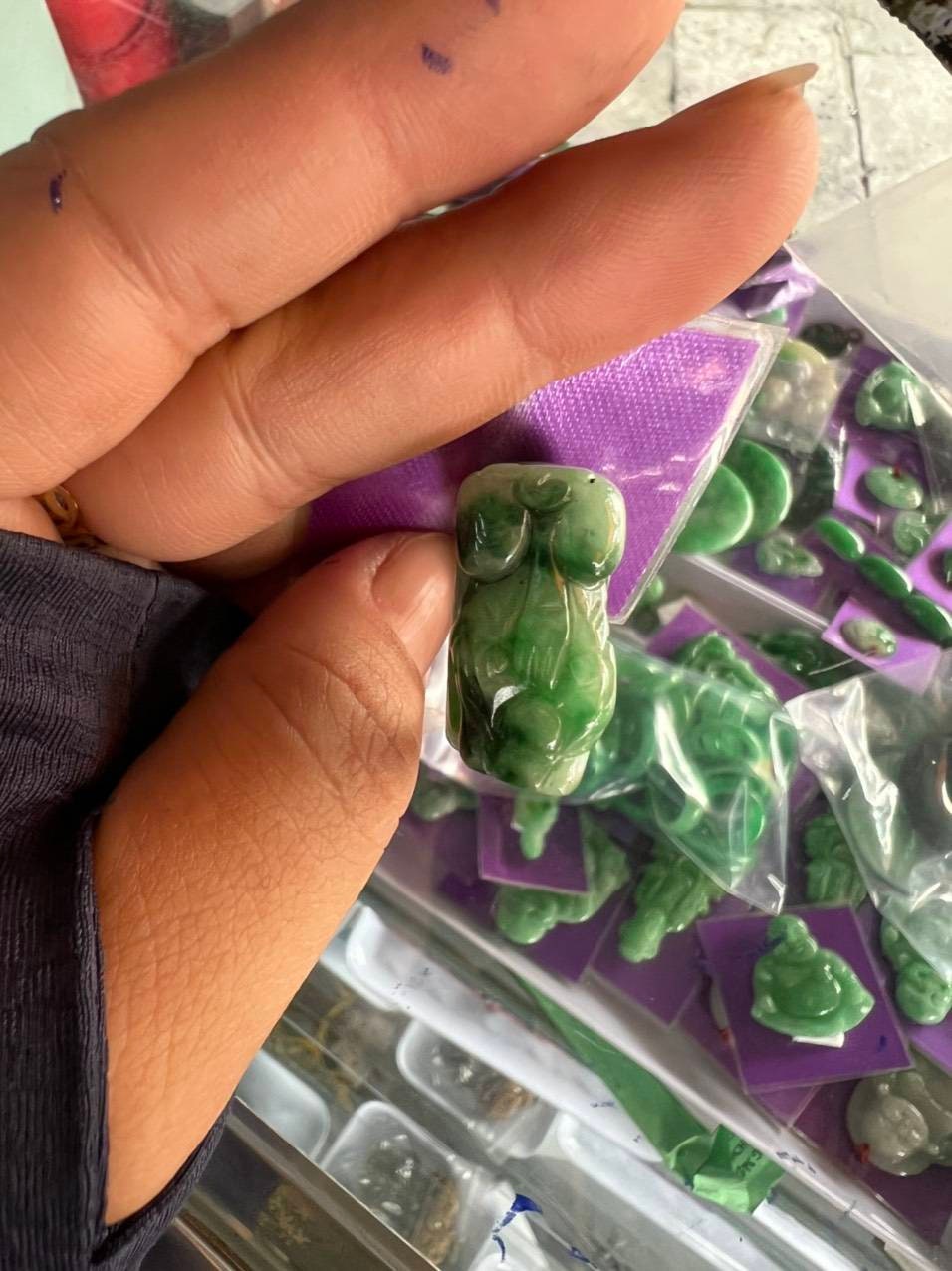 Yingmart 100% Natural Green Men Jade Ring, Real Gemstone Ring, Vintage Jewelry
