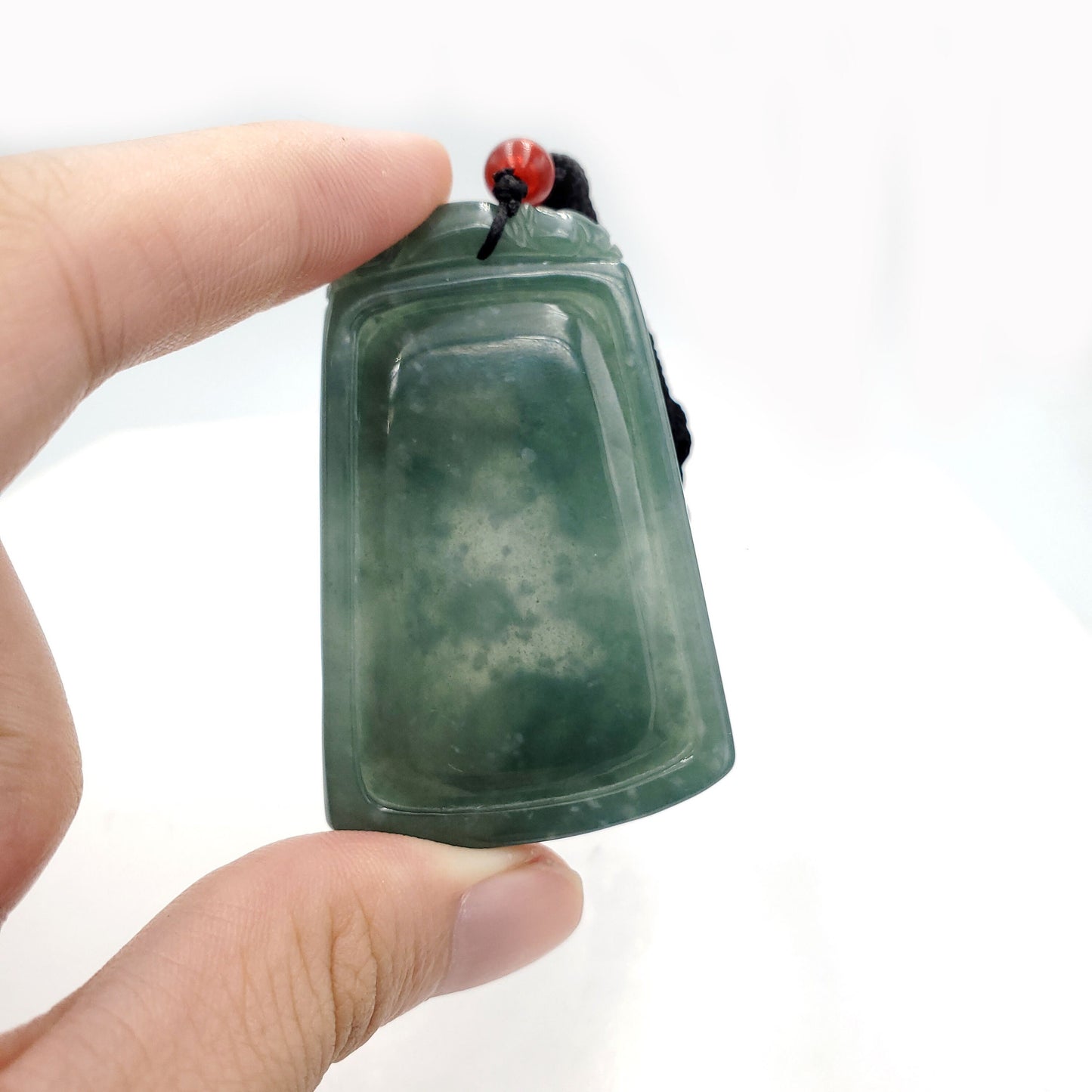 Yingmart Dark Blue natural Jade stone Charm Carved Pendant Necklace,  Jade Keychain,Good Luck Keychain, Protection, Good Fortune Keychain