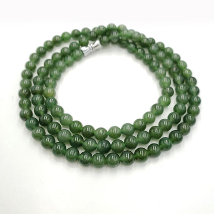 Yingmart  Natural Nephrite Jade stone bracelet necklace , Untreated Black bead bracelet, Vintage Jewelry