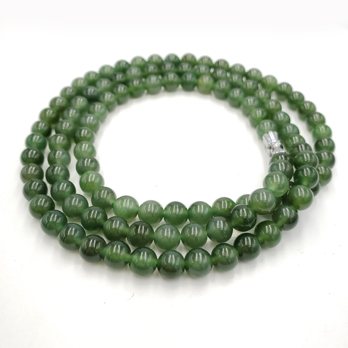 Yingmart  Natural Nephrite Jade stone bracelet necklace , Untreated Black bead bracelet, Vintage Jewelry