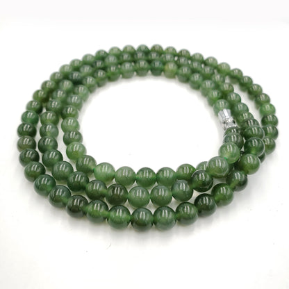 Yingmart  Natural Nephrite Jade stone bracelet necklace , Untreated Black bead bracelet, Vintage Jewelry