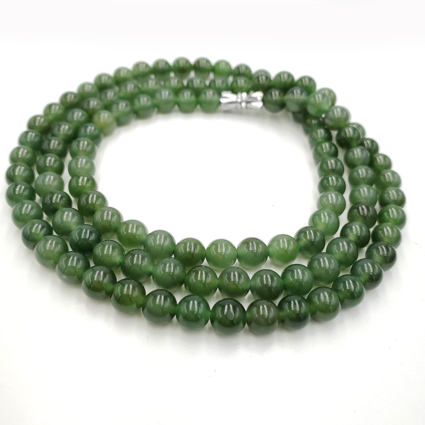 Yingmart  Natural Nephrite Jade stone bracelet necklace , Untreated Black bead bracelet, Vintage Jewelry