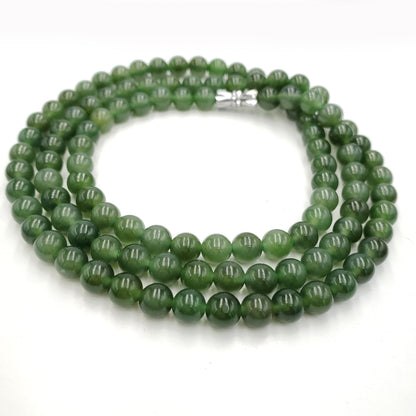 Yingmart  Natural Nephrite Jade stone bracelet necklace , Untreated Black bead bracelet, Vintage Jewelry