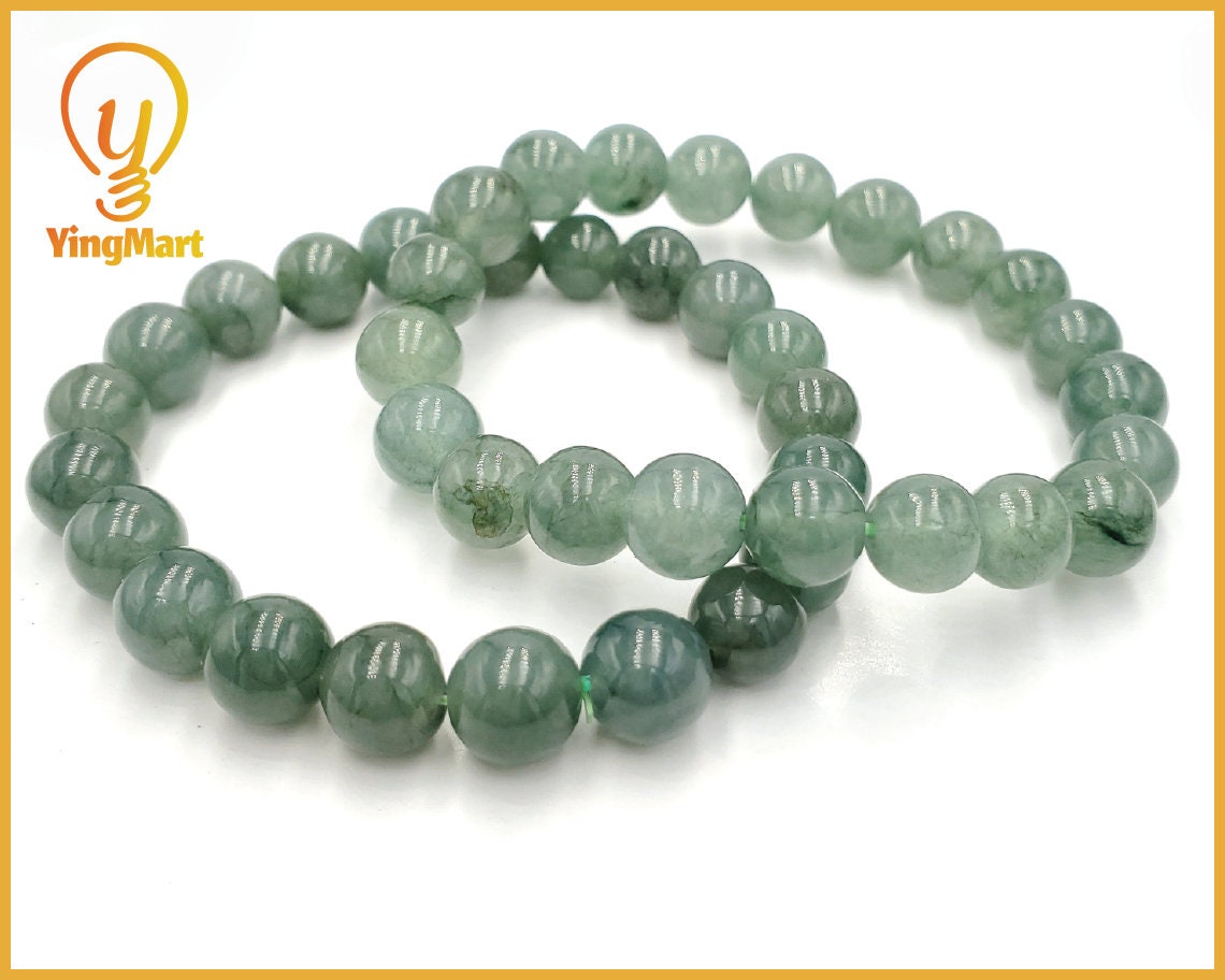 Yingmart  Light Green Guatamela Natural Jadeite Jade Bracelet 9.5 mm, Vintage Jewelry, natural jade, Accessories, Gift for her