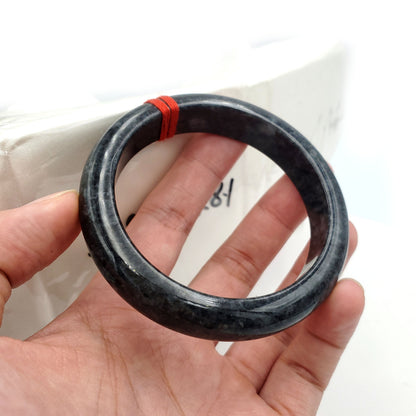 Yingmart   54mm Genuine Black Floating White Spot Myanmar Jade A Jadeite Jade Bangle, Real Gemstone Bangle, Vintage Jewelry, natural jade