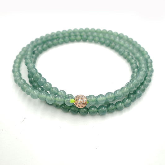Yingmart CJG0502 Icy Transparent Light Blue Jadeite Jade Bracelet Necklace Chain Authentic Genuine Natural Jade Type A, Vintage Jewelry,