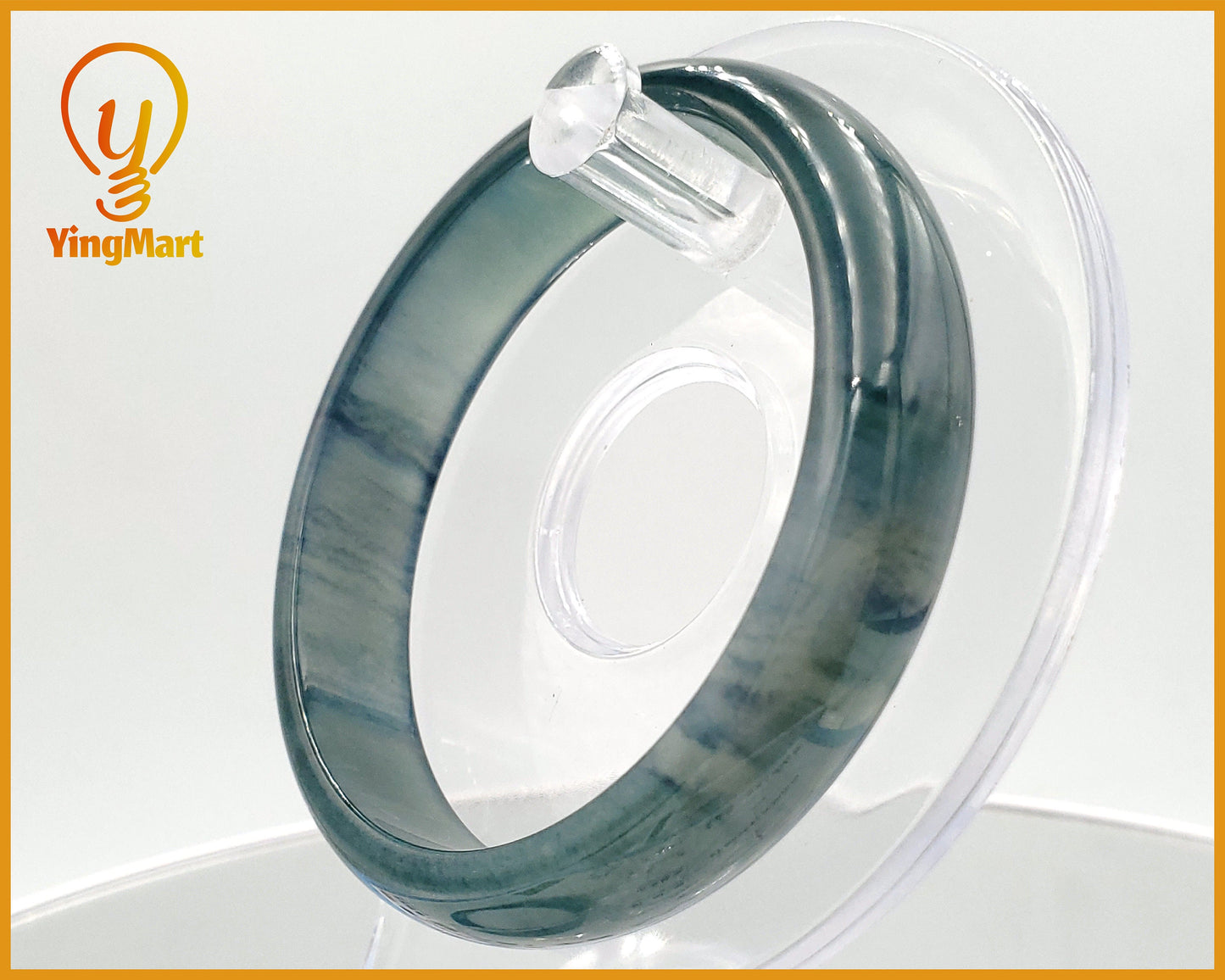 Yingmart 55mm VIP Icy Transparent Deep Sea Blue Genuine Burmese Jade A Jaideite Jade Bangle, Vintage Jewelry, jade jewelry, Accessories