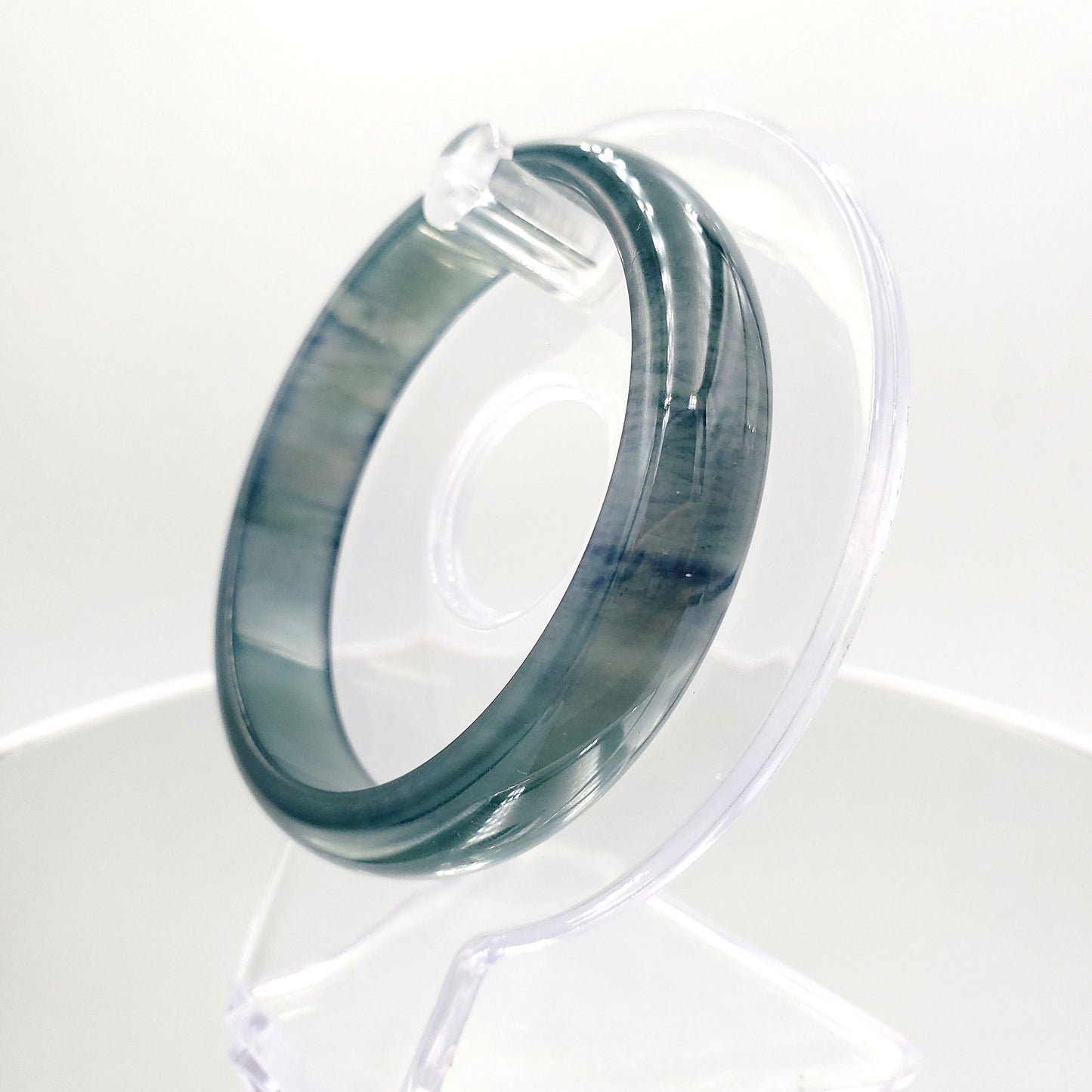 Yingmart 55mm VIP Icy Transparent Deep Sea Blue Genuine Burmese Jade A Jaideite Jade Bangle, Vintage Jewelry, jade jewelry, Accessories