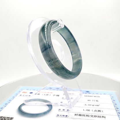 Yingmart 55mm VIP Icy Transparent Deep Sea Blue Genuine Burmese Jade A Jaideite Jade Bangle, Vintage Jewelry, jade jewelry, Accessories