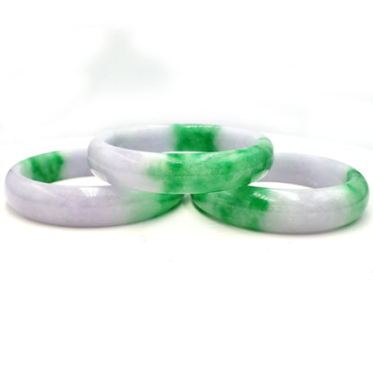 Yingmart 48 to 65mm Light Green, White Purple  jadeite Bracelet Bangle Natural Jade , Vintage Jewelry, Real Gemstone Bracelet, Gift for her