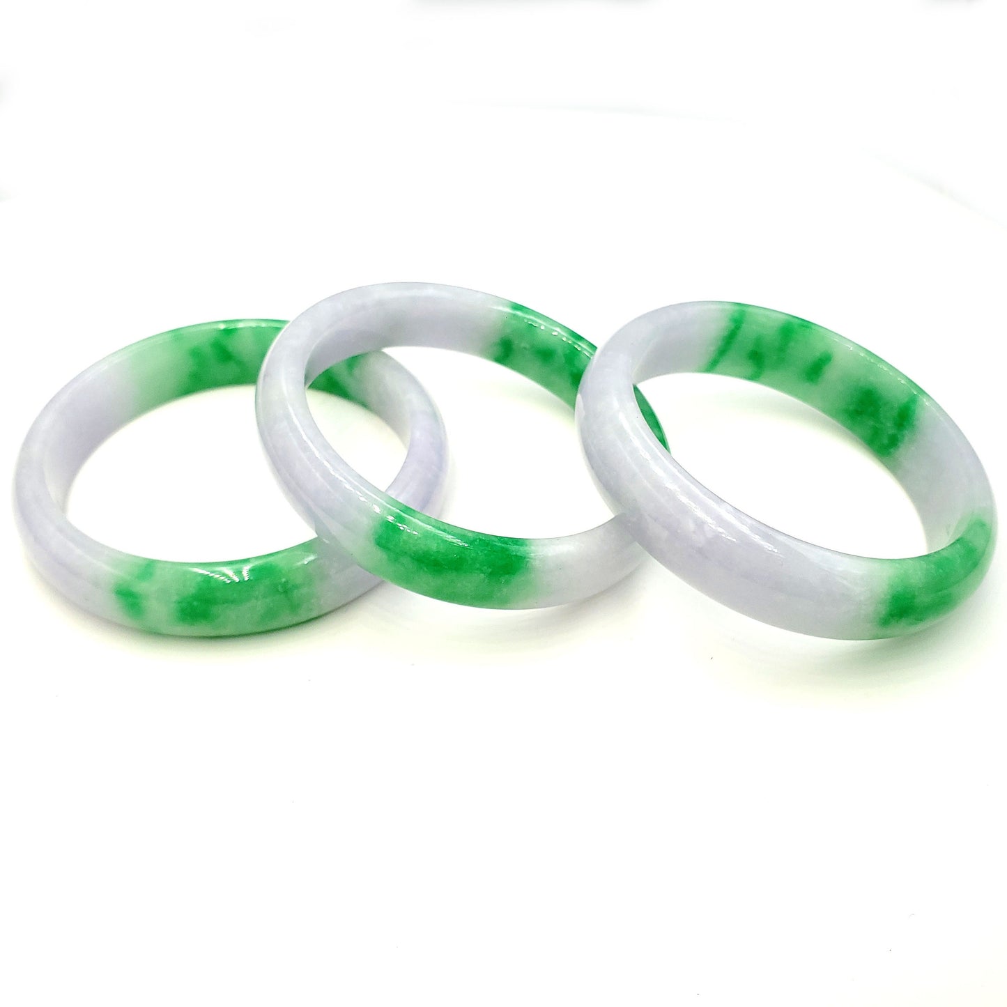 Yingmart 48 to 65mm Light Green, White Purple  jadeite Bracelet Bangle Natural Jade , Vintage Jewelry, Real Gemstone Bracelet, Gift for her