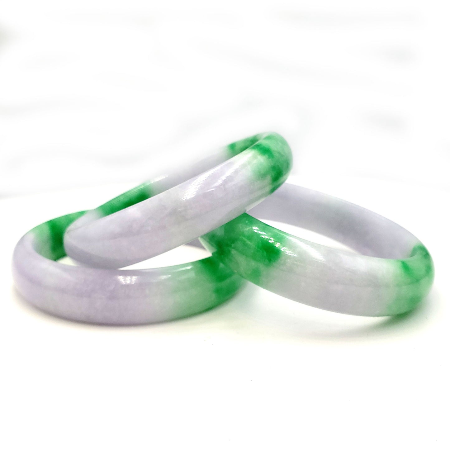 Yingmart 48 to 65mm Light Green, White Purple  jadeite Bracelet Bangle Natural Jade , Vintage Jewelry, Real Gemstone Bracelet, Gift for her