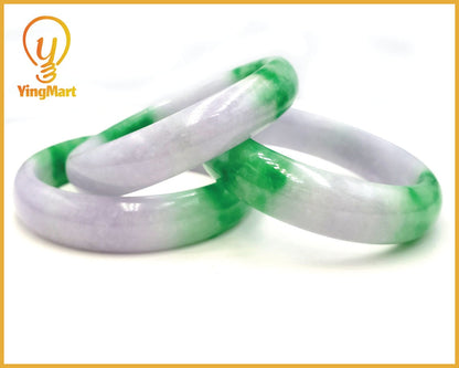 Yingmart 48 to 65mm Light Green, White Purple  jadeite Bracelet Bangle Natural Jade , Vintage Jewelry, Real Gemstone Bracelet, Gift for her