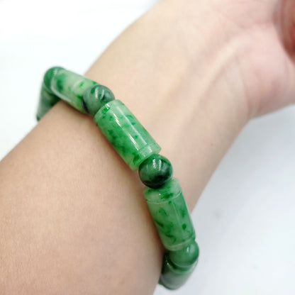 Yingmart Natural Green Jade Jadeite Baracelet, Chain bracelet bead, Jade Gemstones,Real Gemstone Bracelet, Gift for her
