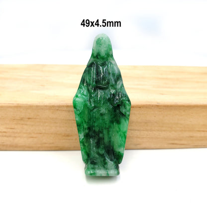 Yingmart PJG06 Green Natural Jade Stone Carved Statue of Blessed Mother Jadeite, Protection, Good Luck
