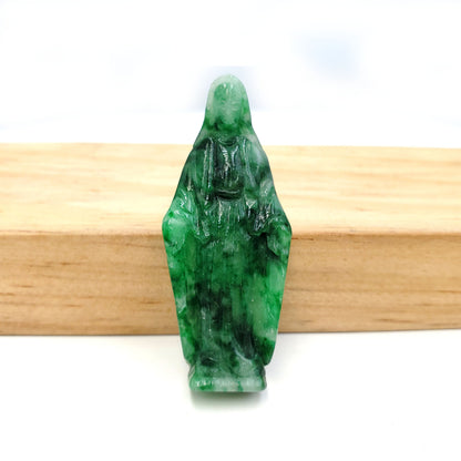 Yingmart PJG06 Green Natural Jade Stone Carved Statue of Blessed Mother Jadeite, Protection, Good Luck