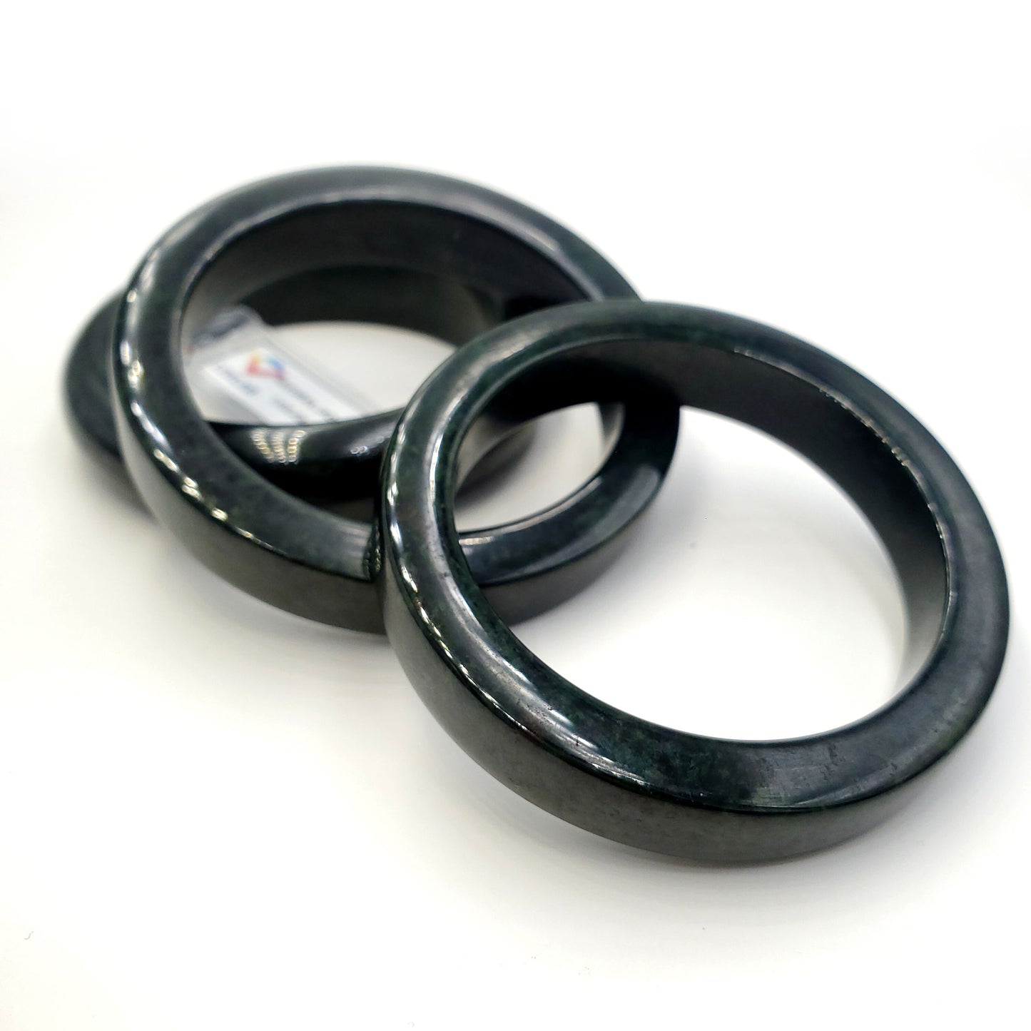 Yingmart Genuine Dark Green Black Spot Natural Jadeite Jade Bangles, Real Gemstone Bracelet, Vintage Jewelry, Gift for her