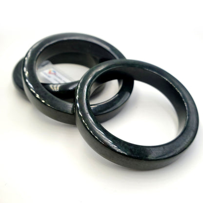 Yingmart Genuine Dark Green Black Spot Natural Jadeite Jade Bangles, Real Gemstone Bracelet, Vintage Jewelry, Gift for her