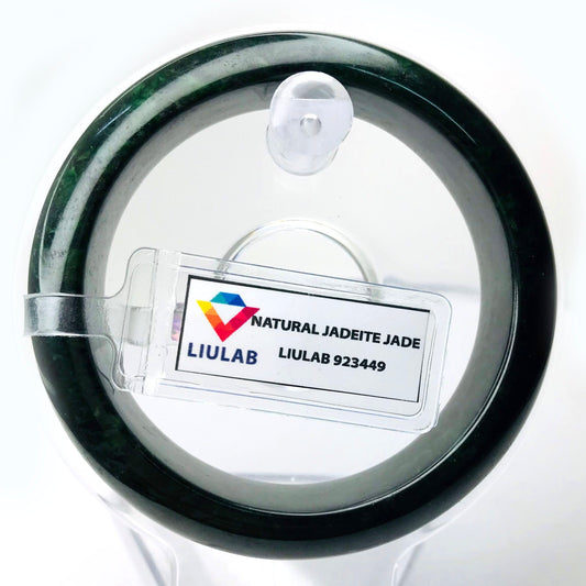 Yingmart Genuine Dark Green Black Spot Natural Jadeite Jade Bangles, Real Gemstone Bracelet, Vintage Jewelry, Gift for her