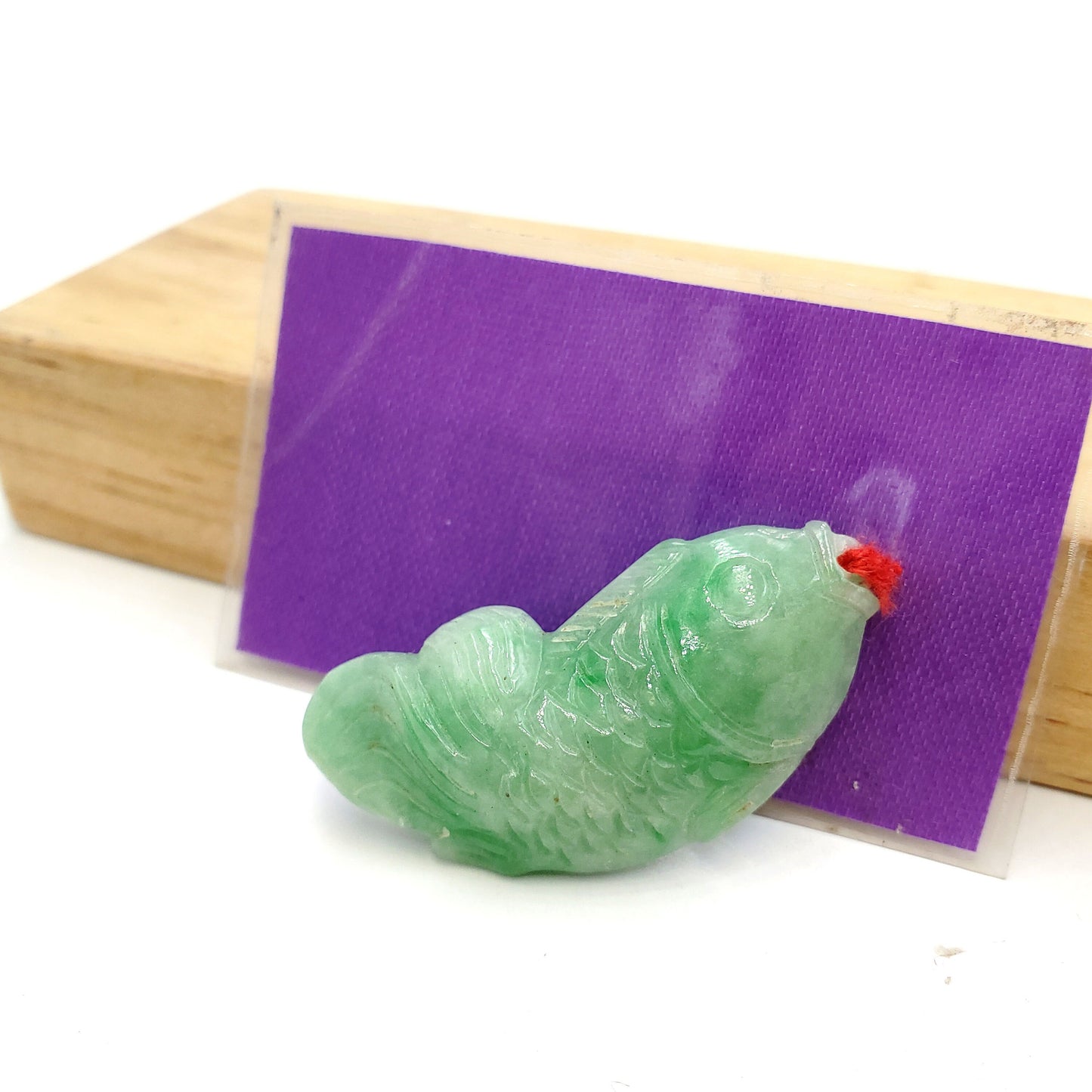 Yingmart Green natural Jade stone Charm carved Fish Pendant Necklace, Good Luck Pendant, Protection