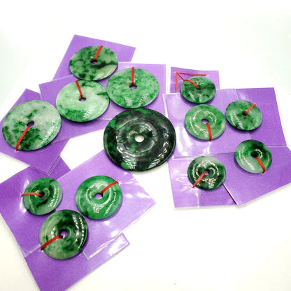 Yingmart Green natural Jade stone Charm carved Donut Jadeite Pendant Pendant Necklace, Good Luck Pendant, Protection