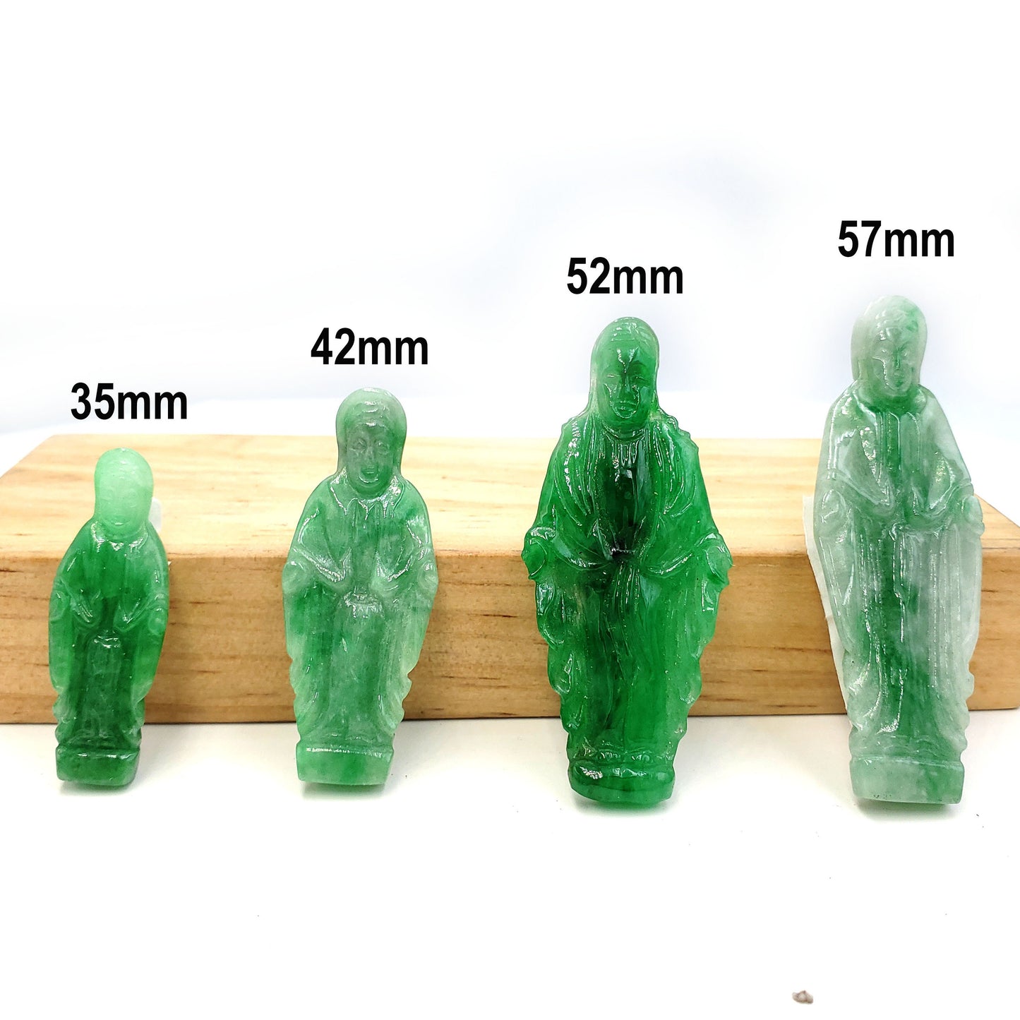Yingmart Green Natural Jade Stone Carved Statue of Blessed Mother Jadeite, Protection, Good Luck