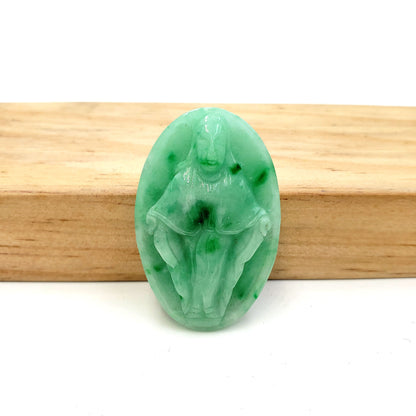 Yingmart Green Natural Jade Stone Carved Statue of Blessed Mother Jadeite, Protection, Good Luck