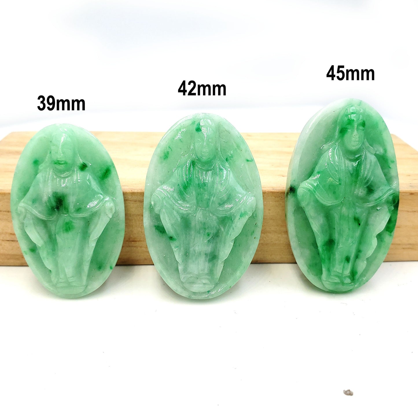 Yingmart Green Natural Jade Stone Carved Statue of Blessed Mother Jadeite, Protection, Good Luck