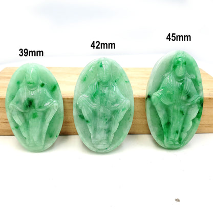 Yingmart Green Natural Jade Stone Carved Statue of Blessed Mother Jadeite, Protection, Good Luck