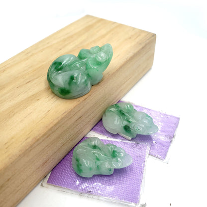 Yingmart Green Natural Jade Stone Carved Statue of Frog Jadeite, Decoration, Good Luck