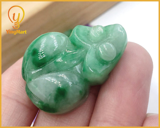 Yingmart Green Natural Jade Stone Carved Statue of Frog Jadeite, Decoration, Good Luck