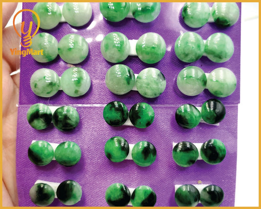 Yingmart Pairs of Green natural Jade stone Charm Circle Face Ring, Earring Pendant Necklace, Earring, Decoration, Good Luck Pendant