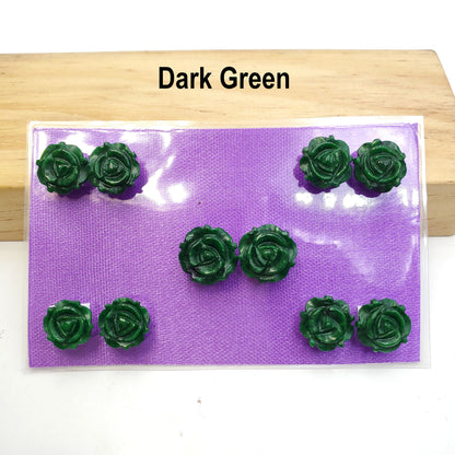 Yingmart Pairs of Green natural Jade stone Charm Caved Rose Face Ring, Earring Pendant Necklace, Earring, Decoration, Good Luck Pendant