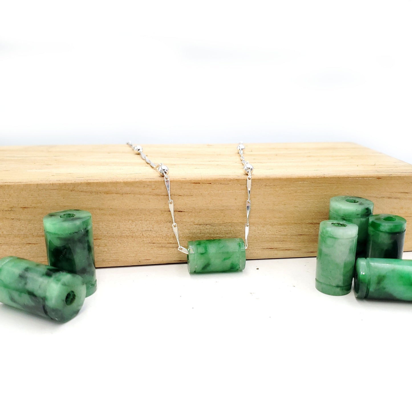 Yingmart Green natural jade charm, necklace,  Pendant, Chain bracelet bead decoration, Lucky pendant