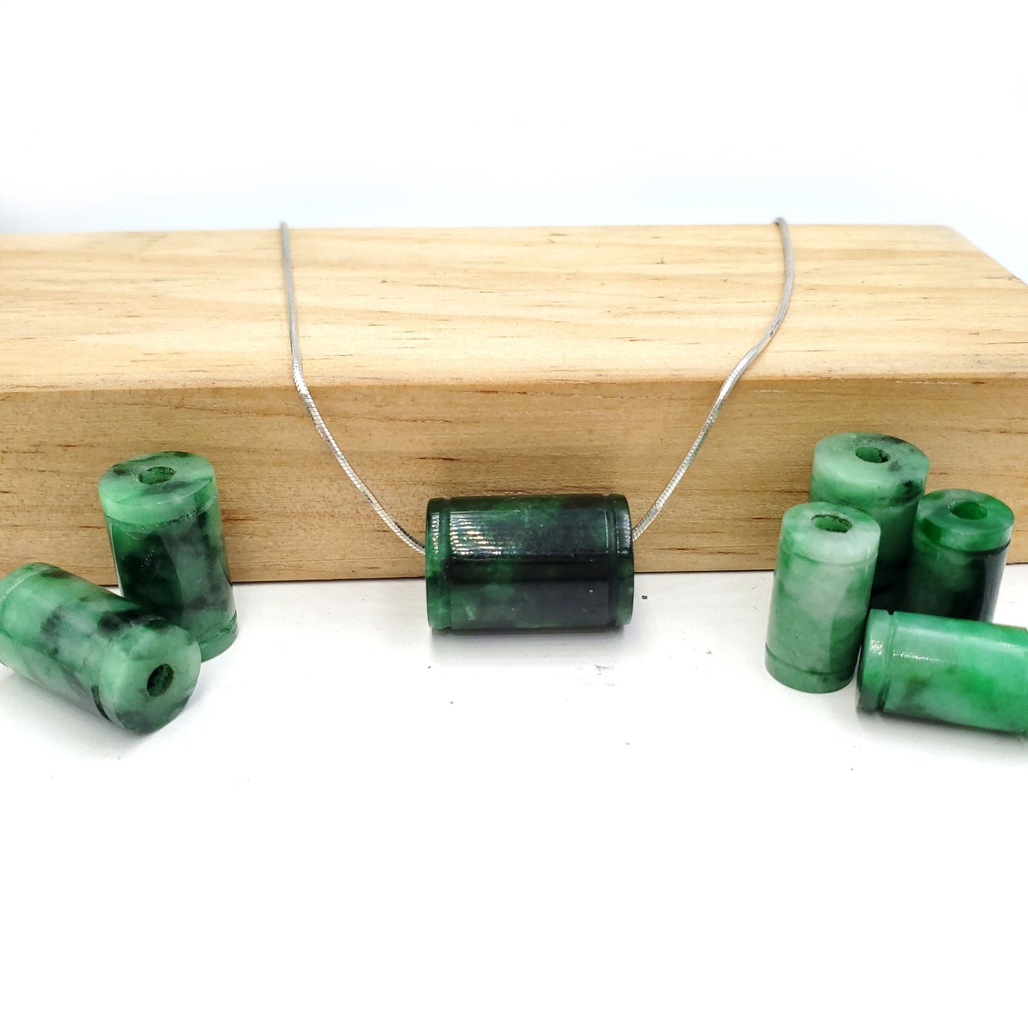 Yingmart Green natural jade charm, necklace,  Pendant, Chain bracelet bead decoration, Lucky pendant