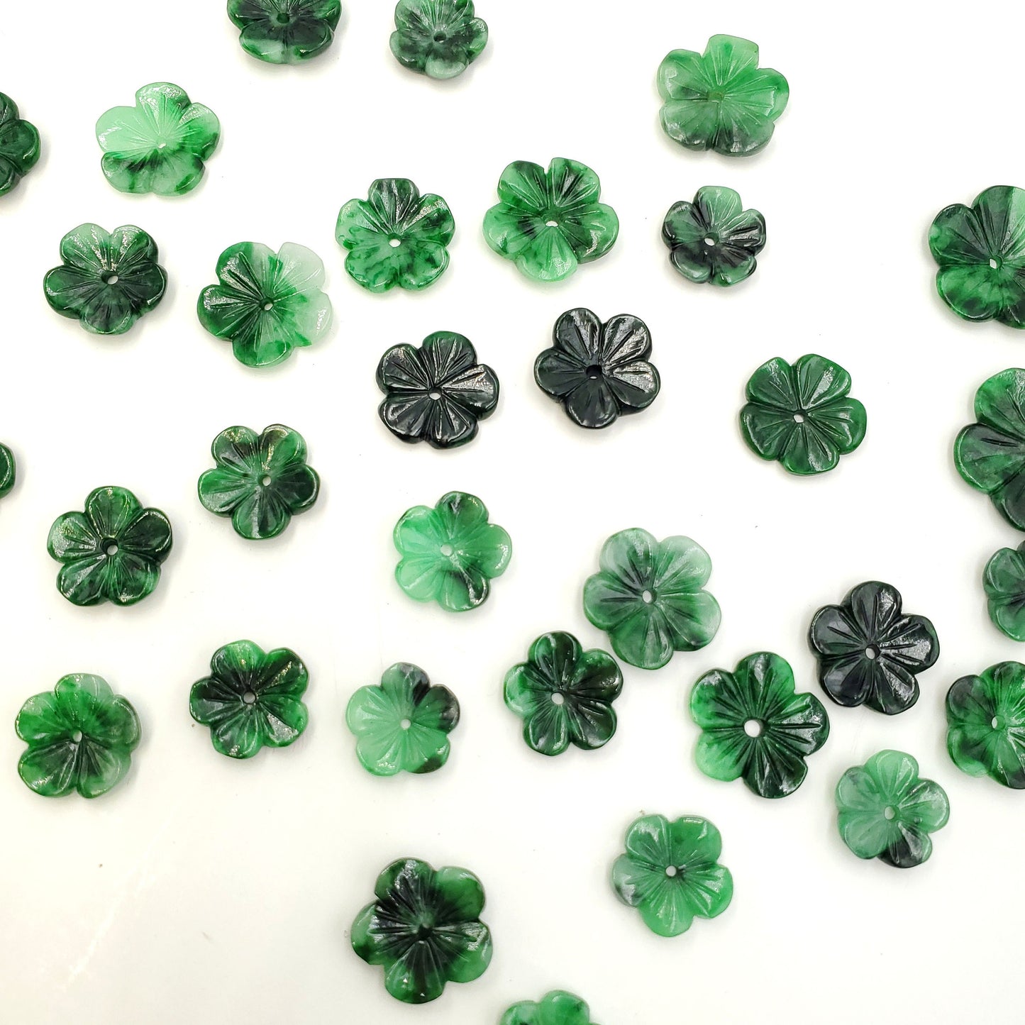 Yingmart Pairs of Green natural Jade stone Charm carved Apricot Blossom Pendant Necklace, Earring, Good Luck Pendant, Protection